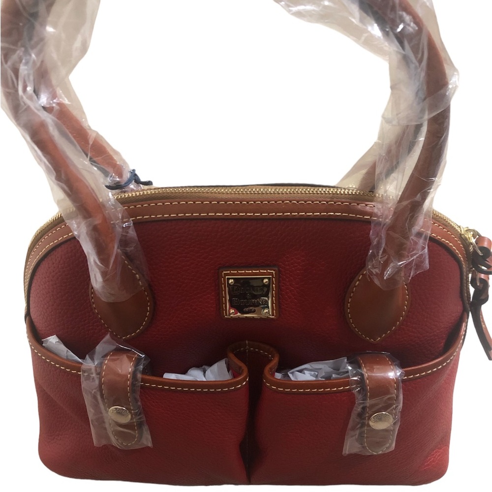Dooney & Bourke Pebble Leather Domed Satchel-Red (NWT)